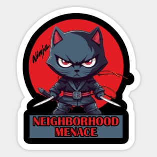 Ninja Cat Neighborhood Menace Synthwave Retro Sticker